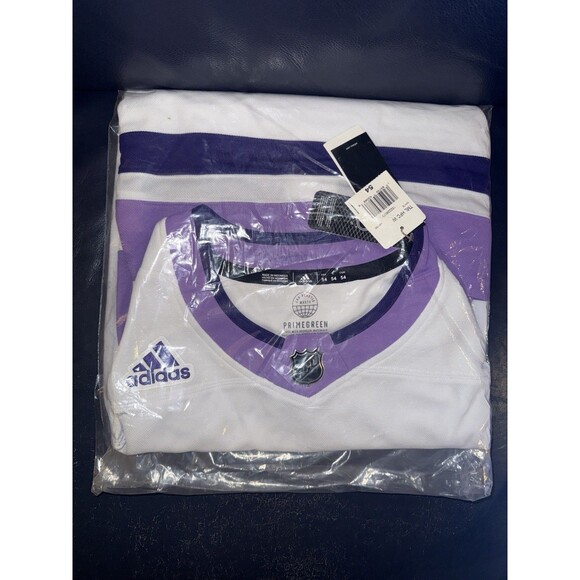 Toronto Maple Leafs Hockey Fights Cancer Adidas Primegreen Size 54 White Jersey - Picture 2 of 2